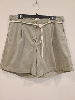 J.Jill Olive Green 7 Inch Cotton Blend Rope Tie Shorts